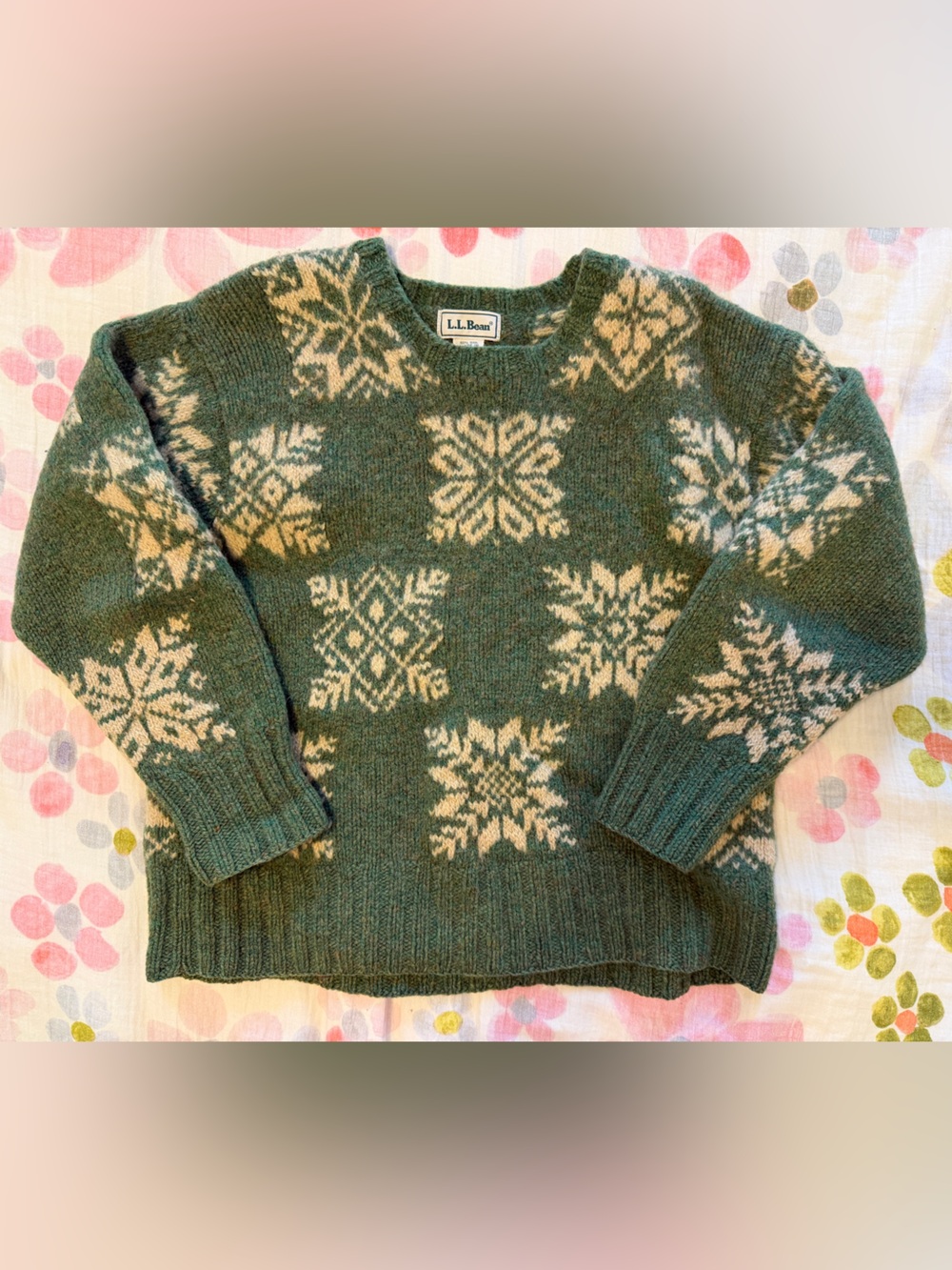L.L. Bean Fair Isle Snowflake Wool Sweater